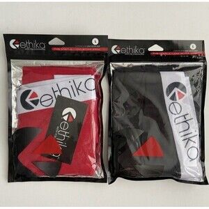 NEW TWO Red and Black Men's Ethika The Staple Long Boxer Brief Size L (33 - 35)